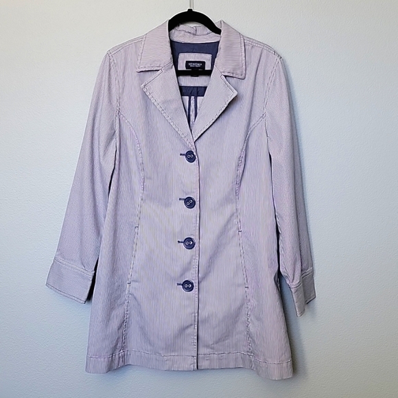 Sonoma longline nautical office large blue pinstripe button front jacket - Picture 1 of 9